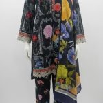 Luxury Black Floral Lawn Ready to Wear 3pc Suit For Women